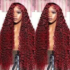 Burgundy Wavy Human Hair Wig "32 inch"
